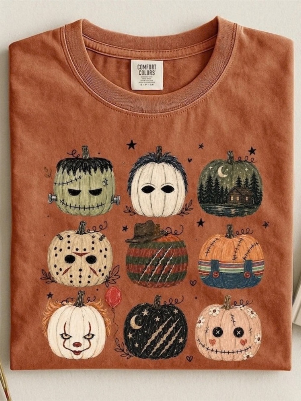 Comfort Colors Halloween Pumpkin Faces Tee